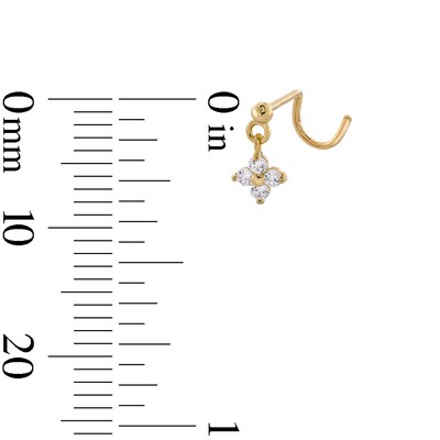 14K Solid Gold CZ Dangle Nose Screw - 22G