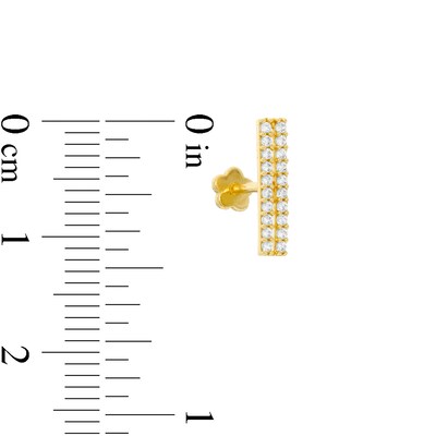 019 Gauge Cubic Zirconia Double Row Cartilage Barbell in 14K Gold