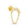 Thumbnail Image 1 of 019 Gauge Cubic Zirconia Crawler-Style with Chain Cartilage Barbell in 14K Gold