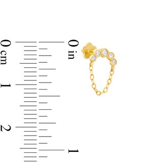 019 Gauge Cubic Zirconia Crawler-Style with Chain Cartilage Barbell in 14K Gold