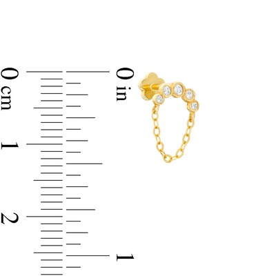019 Gauge Cubic Zirconia Crawler-Style with Chain Cartilage Barbell in 14K Gold
