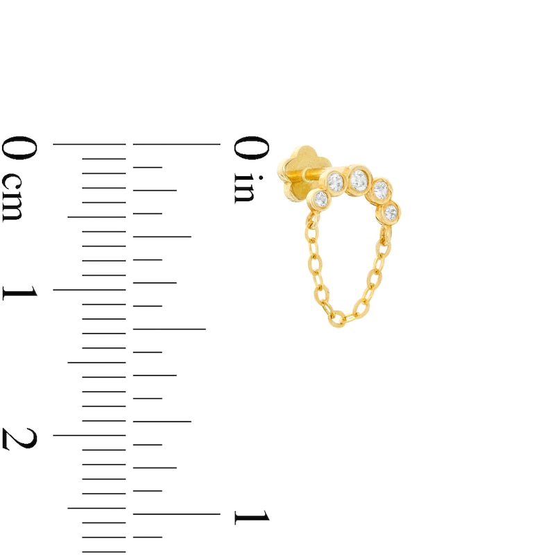 Main Image 2 of 019 Gauge Cubic Zirconia Crawler-Style with Chain Cartilage Barbell in 14K Gold