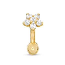 Cubic Zirconia Flower Curved Barbell in Solid 10K Gold