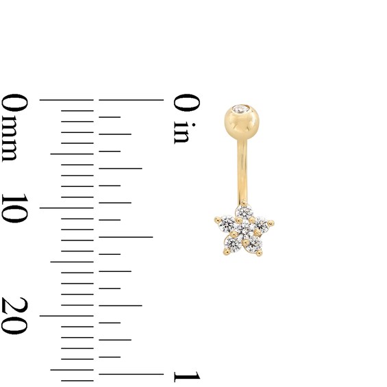 10K Solid Gold CZ Flower Curved Barbell - 19G 3/8"