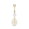 Thumbnail Image 0 of 10K Solid Gold CZ Pear-Shaped Dangle Belly Button Ring - 14G