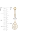 Thumbnail Image 1 of 10K Solid Gold CZ Pear-Shaped Dangle Belly Button Ring - 14G