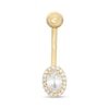 Thumbnail Image 0 of 10K Solid Gold CZ Frame Belly Button Ring - 14G 3/8"