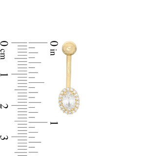 10K Solid Gold CZ Frame Belly Button Ring - 14G 3/8"