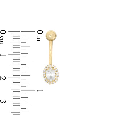 10K Solid Gold CZ Frame Belly Button Ring - 14G 3/8"
