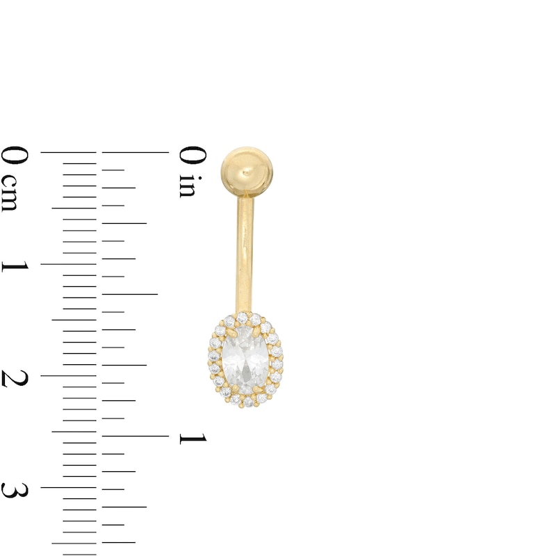 10K Solid Gold CZ Frame Belly Button Ring - 14G 3/8"