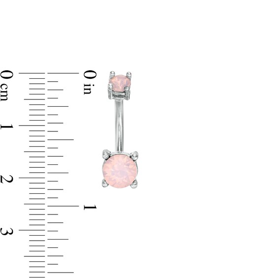 Solid Stainless Steel Iridescent Crystal Belly Button Ring Set - 14G