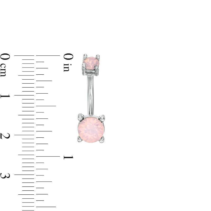 Main Image 2 of Solid Stainless Steel Iridescent Crystal Belly Button Ring Set - 14G