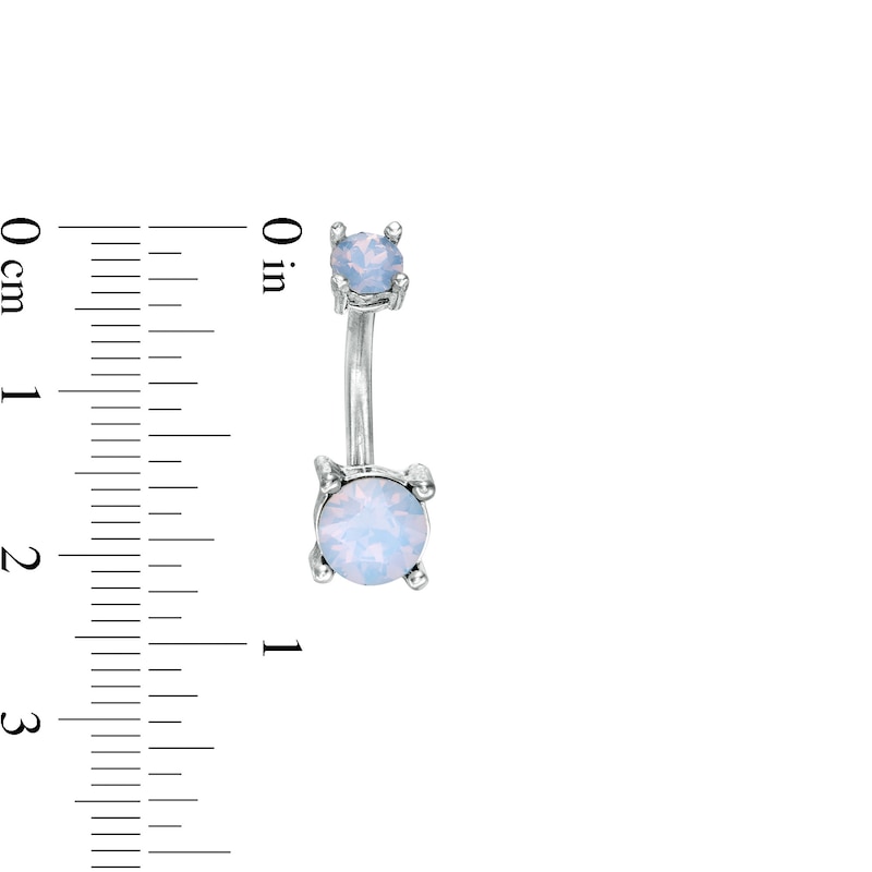 Main Image 3 of Solid Stainless Steel Iridescent Crystal Belly Button Ring Set - 14G