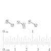 018 Gauge Baguette and Round Cubic Zirconia Three Piece Cartilage Barbell Set in Stainless Steel