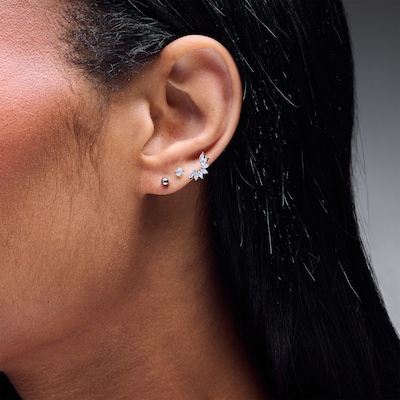 Solid Stainless Steel CZ Three Piece Stud Set - 18G