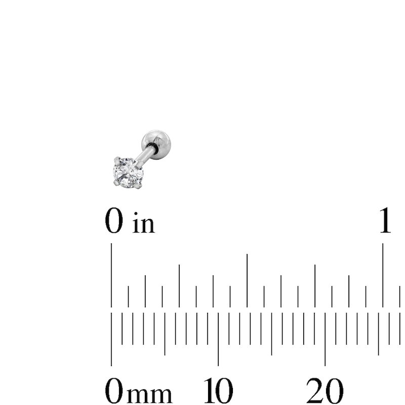 Main Image 3 of Solid Stainless Steel CZ Three Piece Stud Set - 18G