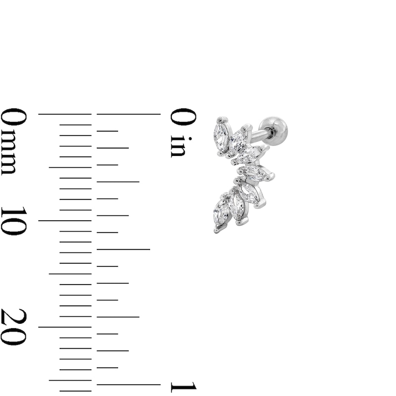 Main Image 4 of Solid Stainless Steel CZ Three Piece Stud Set - 18G