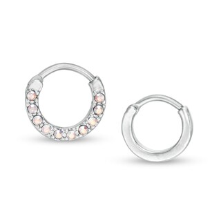 016 and 020 Gauge Iridescent Crystal Cartilage Hoop Two Piece Set in Stainless Steel