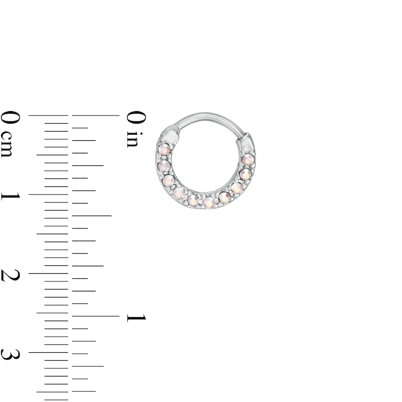 Main Image 3 of 016 and 020 Gauge Iridescent Crystal Cartilage Hoop Two Piece Set in Stainless Steel