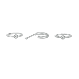 020 Gauge Three Piece Nose Ring Set in Semi-Solid Sterling Silver