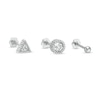 Thumbnail Image 1 of 018 Gauge Crystal Three Piece Cartilage Barbell Set in Stainless Steel