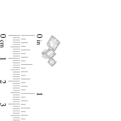 018 Gauge Princess-Cut and Round Crystal Geometric Three Piece Cartilage Barbell Set in Stainless Steel