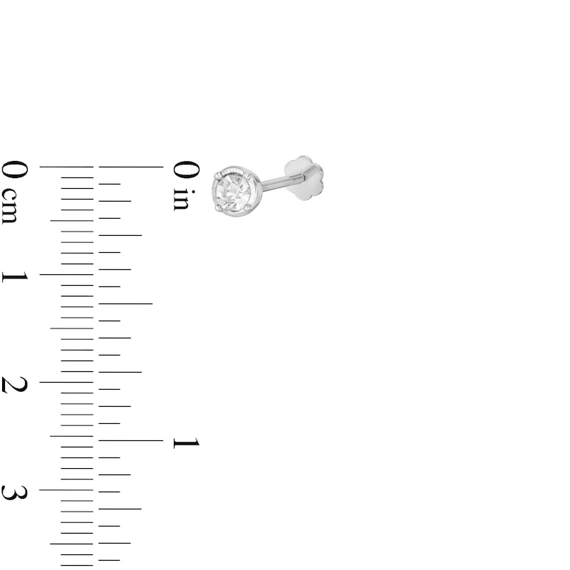 Main Image 3 of 018 Gauge Princess-Cut and Round Crystal Geometric Three Piece Cartilage Barbell Set in Stainless Steel