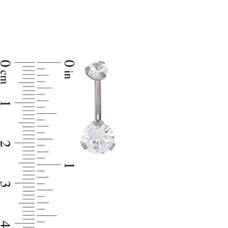 Solid Titanium CZ Belly Button Ring - 14G 7/16"