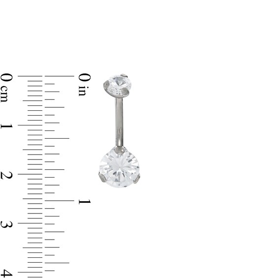 Solid Titanium CZ Belly Button Ring - 14G 7/16"