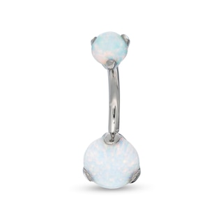 Solid Titanium Simulated Opal Belly Button Ring - 14G 7/16"