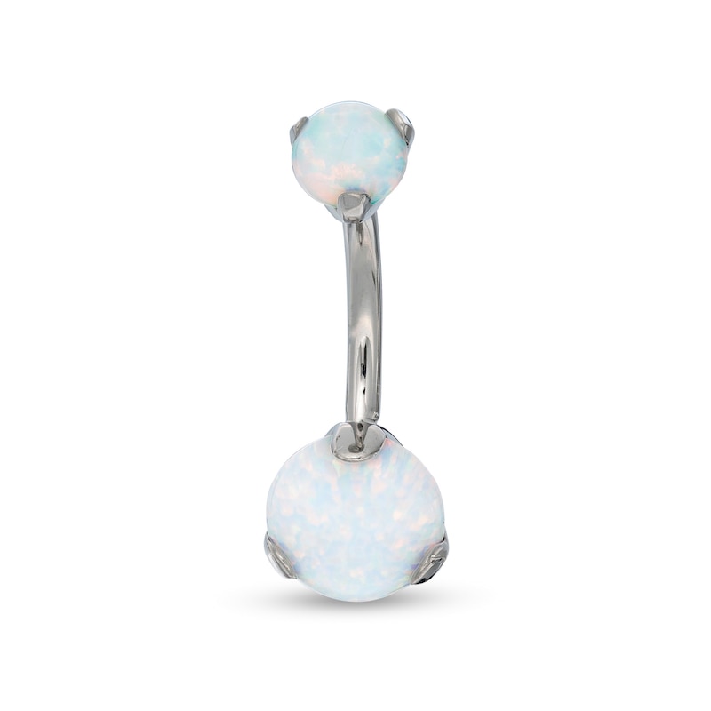 Titanium Simulated Opal Belly Button Ring - 14G 7/16"