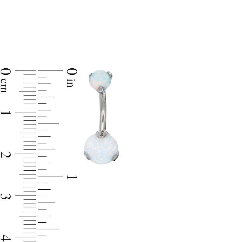 Titanium Simulated Opal Belly Button Ring - 14G 7/16"