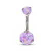Thumbnail Image 0 of Titanium Simulated Pink Opal Belly Button Ring - 14G 7/16"