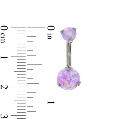 Titanium Simulated Pink Opal Belly Button Ring - 14G 7/16"