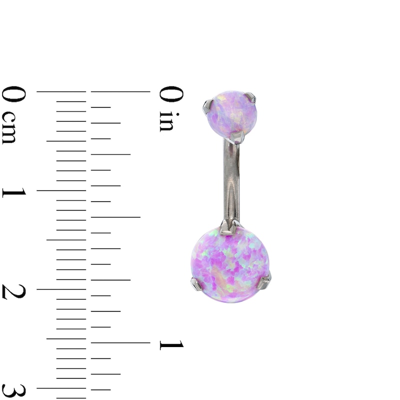 Main Image 2 of Titanium Simulated Pink Opal Belly Button Ring - 14G 7/16"
