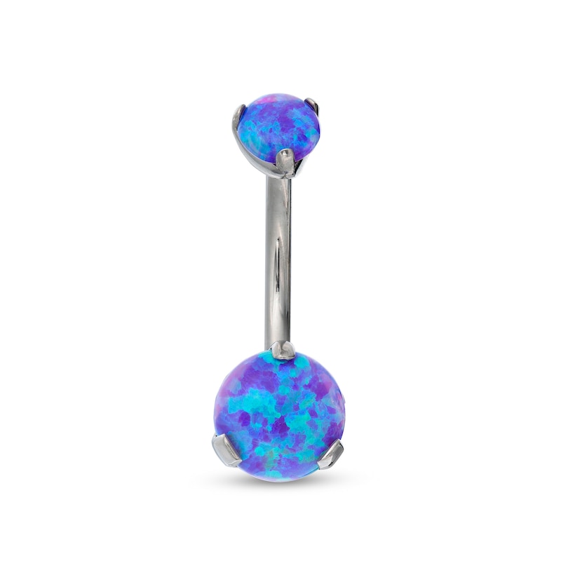 014 Gauge Simulated Purple Opal Belly Button Ring in Solid Titanium - 7/16"