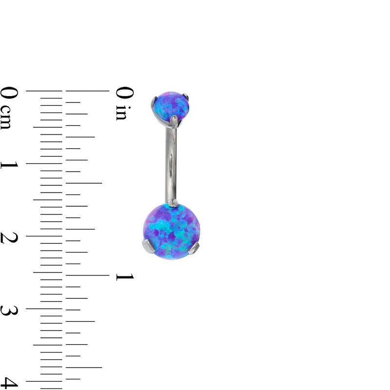 Main Image 2 of 014 Gauge Simulated Purple Opal Belly Button Ring in Solid Titanium - 7/16"
