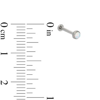 018 Gauge Simulated Opal Bezel-Set Solitaire Cartilage Barbell in Titanium - 5/16"