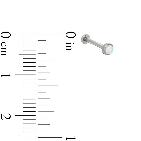 018 Gauge Simulated Opal Bezel-Set Solitaire Cartilage Barbell in Titanium - 5/16"