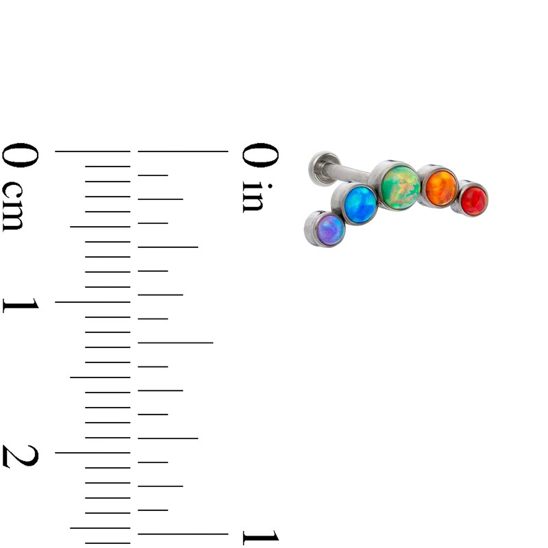 018 Gauge Simulated Multi-Color Opal Cartilage Barbell in Titanium - 5/16"