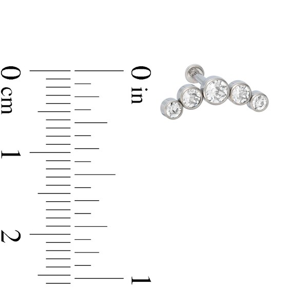 018 Gauge Crystal Crawler-Style Cartilage Barbell in Titanium - 5/16"