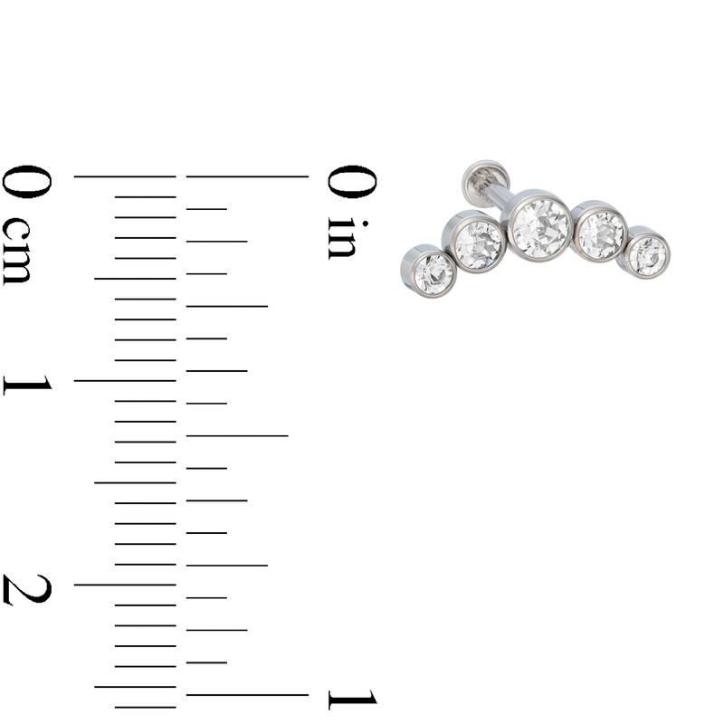 018 Gauge Crystal Crawler-Style Cartilage Barbell in Titanium - 5/16"