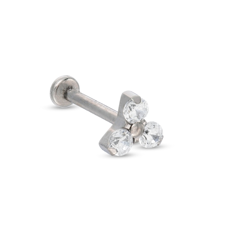 018 Gauge Cubic Zirconia Trio Cartilage Barbell in Titanium - 5/16"