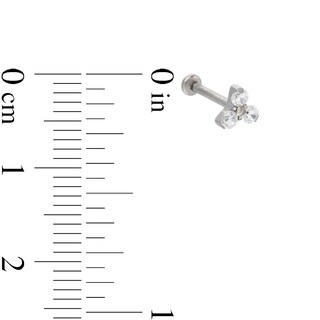 018 Gauge Cubic Zirconia Trio Cartilage Barbell in Titanium - 5/16"