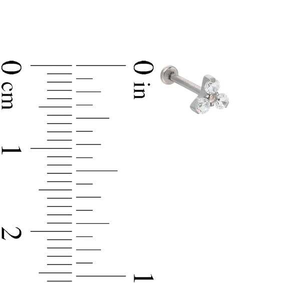 018 Gauge Cubic Zirconia Trio Cartilage Barbell in Titanium - 5/16"