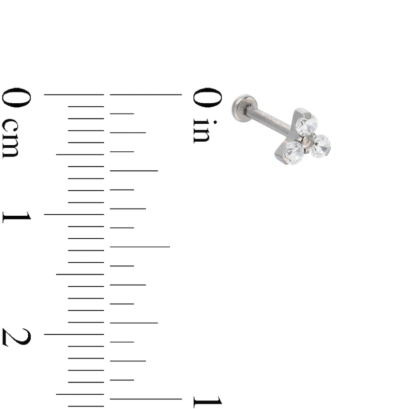 018 Gauge Cubic Zirconia Trio Cartilage Barbell in Titanium - 5/16"