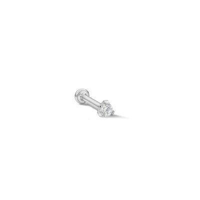 Solid Titanium CZ Solitaire Stud - 18G 5/16"