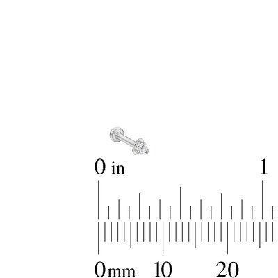 Solid Titanium CZ Solitaire Stud - 18G 5/16"