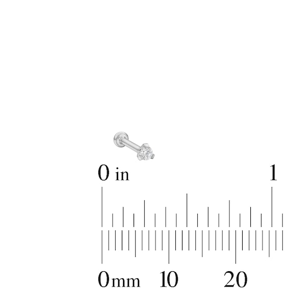 Solid Titanium CZ Solitaire Stud - 18G 5/16"