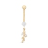 Thumbnail Image 1 of 014 Gauge Cubic Zirconia Leafy Dangle Belly Button Ring in Semi-Solid 10K Gold